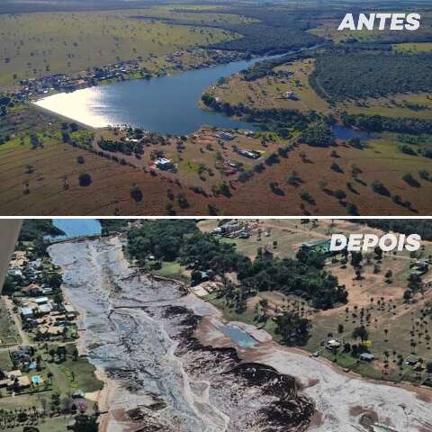 Do alto, veja como era e como ficou Nasa Park ap&oacute;s rompimento de barragem