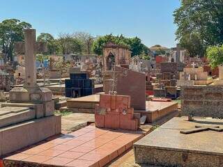 Túmulos no Cemitério Santo Antônio, em Campo Grande (Foto: Marcos Maluf)