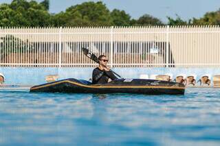 Competidor da modalidade canoagem durante a edição de 2023. (Foto: Álvaro Herculano)