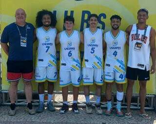 Time masculina de basquete 3x3 da Unigran Capital, 4º colocado nos Jogos Universitários Brasileiros (Foto: Arquivo pessoal)