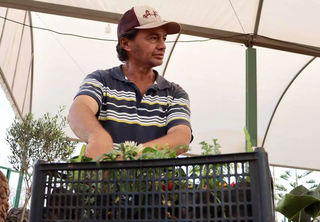 José compra mudas de diferentes plantas para comercializar de forma ambulante (Foto: Osmar Veiga)