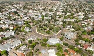 Vista aérea da cidade de Naviraí onde crime aconteceu (Foto: Divulgação)