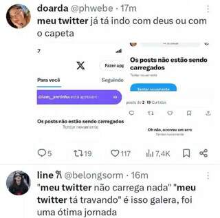 Alguns relatos de instabilidade publicados por usuários do X (Foto: Reprodução)