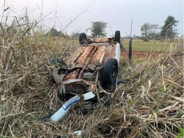 Motorista atropela capivaras e causa capotagem de dois carros na MS-276