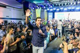 O deputado federal Beto Pereira durante lançamento da sua pré-candidatura, no dia 28 de junho. (Foto: Juliano Almeida/Arquivo)