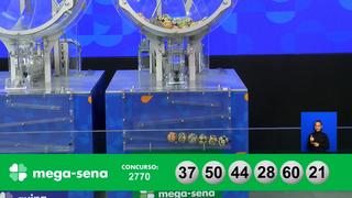 Concurso 2.770 da Mega-Sena deu início aos sorteios disponibilizando prêmio de R$ 28.159.162,87 aos acertadores das dezenas: 21, 28, 37, 44, 50, 60. (Foto: Reprodução/Caixa)