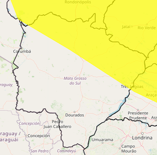 Alerta amarelho de baixas umidades contempla Mato Grosso do Sul e outras 17 unidades federativas. (Arte: Inmet)