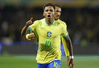 Rodrygo comemora gol do Brasil sobre o Equador (Foto: Rafael Ribeiro/CBF)