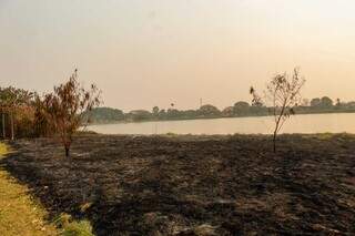 Fogo destruiu parte da vegetação da Lagoa Itatiaia (Foto: Juliano de Almeida)