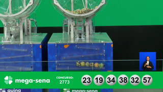 Concurso 2.773 da Mega-Sena deu início aos sorteios disponibilizando prêmio de R$ 46.898.697,73 aos acertadores das dezenas: 19, 23, 32, 34, 38, 57. (Foto: Reprodução/Caixa)