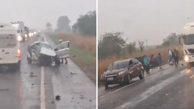 Acidente deixa dois mortos e bloqueia trecho&nbsp;de&nbsp;rodovia