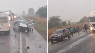 Veículos envolvidos na colisão frontal na Rodovia BR-163 (Foto: Reprodução/Nova Alvorada Informa)