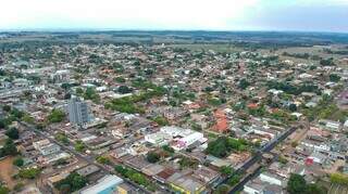 Vista aérea da cidade de Amambai, onde o crime aconteceu (Foto: Reprodução/Robson Fritzen)