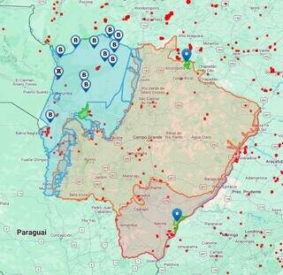 Mapa com distribuição das bases avançadas do Corpo de Bombeiros (Foto: Reprodução)