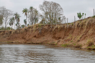 Barranco &#34;pelado&#34; expõe seca no Rio Miranda, em Mato Grosso do Sul (Foto: Paulo Francis)