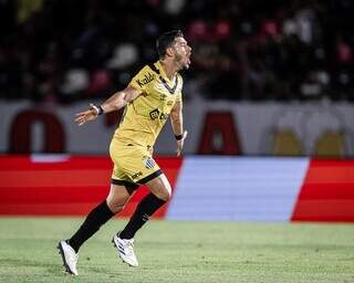 Giuliano comemora gol da vitória para o Peixe. (Foto: Raul Baretta/Santos)