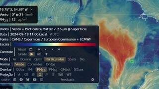 Em outra plataforma, mapa indica concentração PM2.5 (Foto/Reprodução)