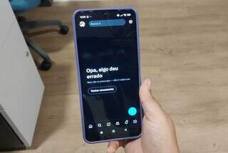 Ao tentar acessar a rede social X, mensagem é que algo deu errado. (Foto: Murilo Medeiros)