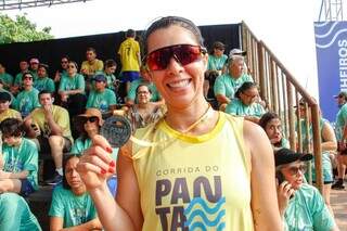 A enfermeira Franciane Martins, de 45 anos, participou da prova de 8 quilômetros da Corrida do Pantanal (Foto: Juliano Almeida)