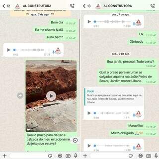 Troca de mensagens com a empresa AL Serviços no WhatsApp (Foto: Direto das Ruas)