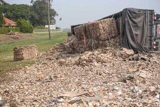 Carga de papelão ficou esparramada na pista (Foto: Marcos Maluf)