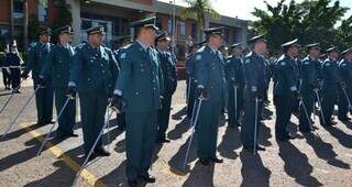 Oficiais da Polícia Militar de MS em formação para evento (Foto: Divulgação)