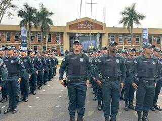 Militares durante formatura no Comando Geral da PM (Foto: Marcos Maluf)