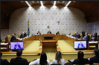 Os ministros do STF durante sessão híbrida, nesta sexta-feira (27). (Foto: Reprodução/STF)