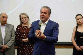 Presidente da Cassems, Ricardo Ayache, celebra &#34;Da Vinci&#34; durante discurso. (Foto: Juliano Almeida)