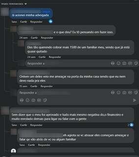 Trecho de comentários na própria rede social da empresa. (Foto: Redes sociais)