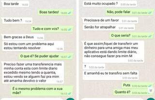 Em conversa no WhatsApp, golpista pede transferência em dinheiro. (Foto: Idec)