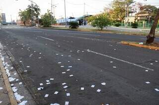 Santinhos em frente ao Terminal Hércules Maymone (Foto: Henrique Kawaminami)