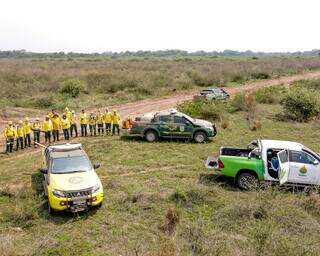 Brigadistas identificados em área de manejo integrado do fogo (Foto: Alexandre Pereira)