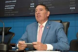 Presidente da Alems, Gerson Claro (PP), durante sessão hoje na Assembleia Legislativa (Foto/Divulgação/Alems)