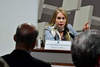 Presidente da MSGás, Cristiane Schmidt, durante audiência no Senado (Foto: divulgação/Senado Federal)