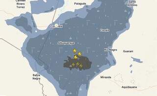 Toda cidade e todas as regiões do Pantanal estão sob chuva nesta tarde. (Foto: Reprodução)