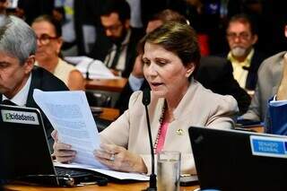 Senadora Tereza Cristina (PP) durante sessão da CCJ (Comissão de Constituição e Justiça) (Foto: Waldemir Barreto/Agência Senado)