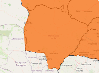 Área em laranja indica chance de tempestade (Arte: Inmet)