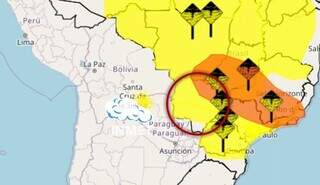 Mato Grosso do Sul tem dois alertas de chuva do Inmet. (Foto: Reprodução)