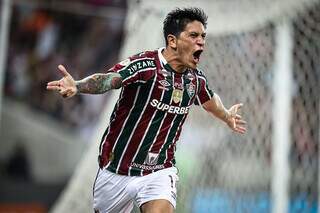 O argentino Germán Cano comemora gol que abriu o placar no Maracanã. (Foto: Marcelo Gonçalves/Fluminense)