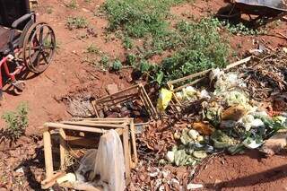 Restos de alimentos jogados no terreno da cliníca (Foto: Divulgação | MNPCT)