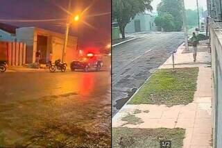 Polícia Militar em frente ao estabelecimento furtado em Aquidauana (Foto: O Pantaneiro)