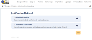 No site do TSE, o formulário para justificativa eleitoral (Foto/Divulgação)