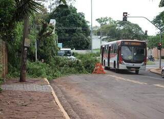 Trânsito no local está sinalizado e motoristas precisam redobrar os cuidados (Foto: Osmar Veiga)