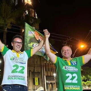 Da esquerda para a direita: Fabio Marcondes, eleito vice-prefeito e Coronel Fábio Candidato, eleito prefeito (Foto: Instagram)