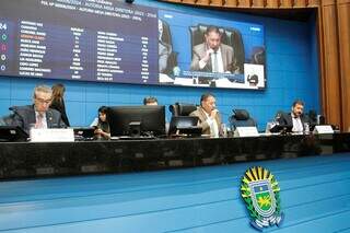 Deputados estaduais que compõem Mesa Diretora da Assembleia Legislativa durante sessão ordinária (Foto: Reprodução)