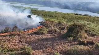 Incêndio registrado neste ano na região da Nhecolândia, no Pantanal (Foto/Divulgação/CBMS)