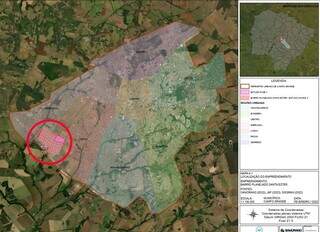 Circulo destaca área onde projeto será implementado ao longo de 30 anos. (Foto: Reprodução)