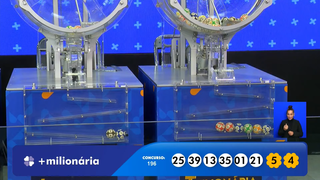 Concurso 196 da Mais Milionária teve como dezenas: 1, 13, 21, 25, 35, 39; trevos 5, 4. (Foto: Reprodução/Caixa)