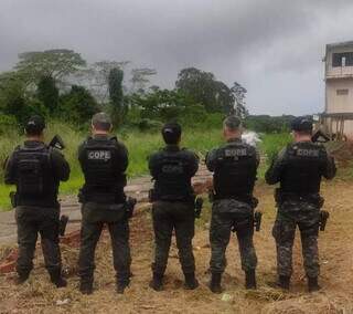 Segurança foi redobrada por policiais penais do Cope e por policiais militares (Foto: Agepen)